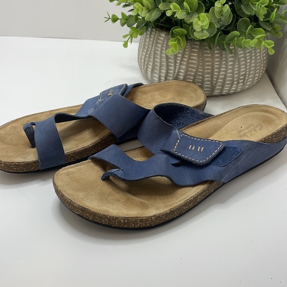 Clarks Artisan Perri Island Nubuck Sandals Size 6 Black Cork Effect Slip On - Picture 4 of 10